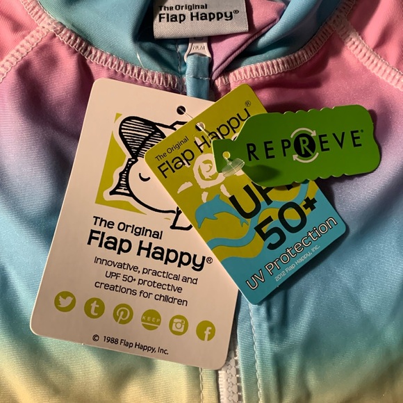 NWT Flap Happy Long Sleeve Rash Guard, Rainbow Ombré, UPF 50+, 24M - Picture 5 of 8